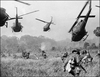 Vietnam War Helicopters and Soldiers