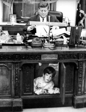 JFK and Son Under White House Desk