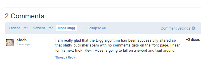 Digg Disappearing Comments