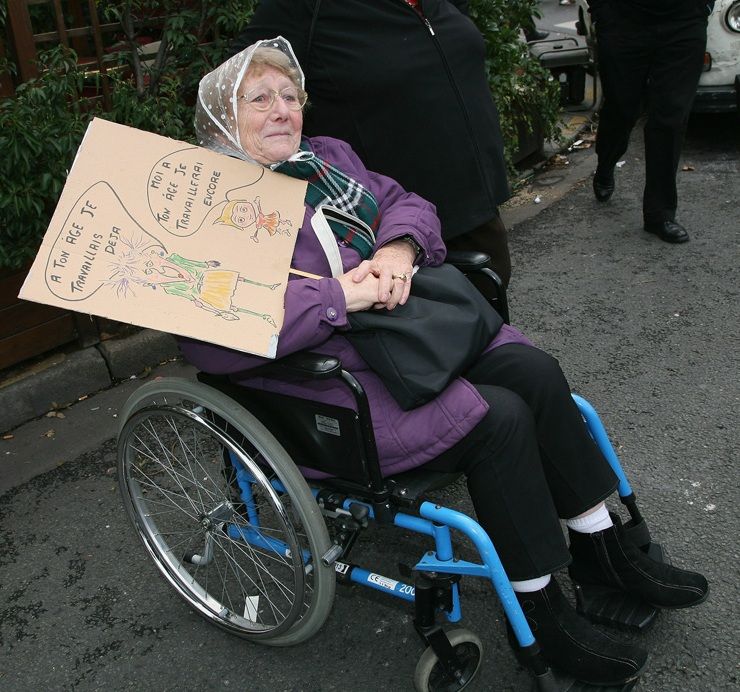 French Woman Protests Against Pensions