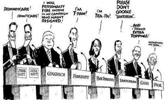 Political Cartoon 2011 Republican Primary Debate