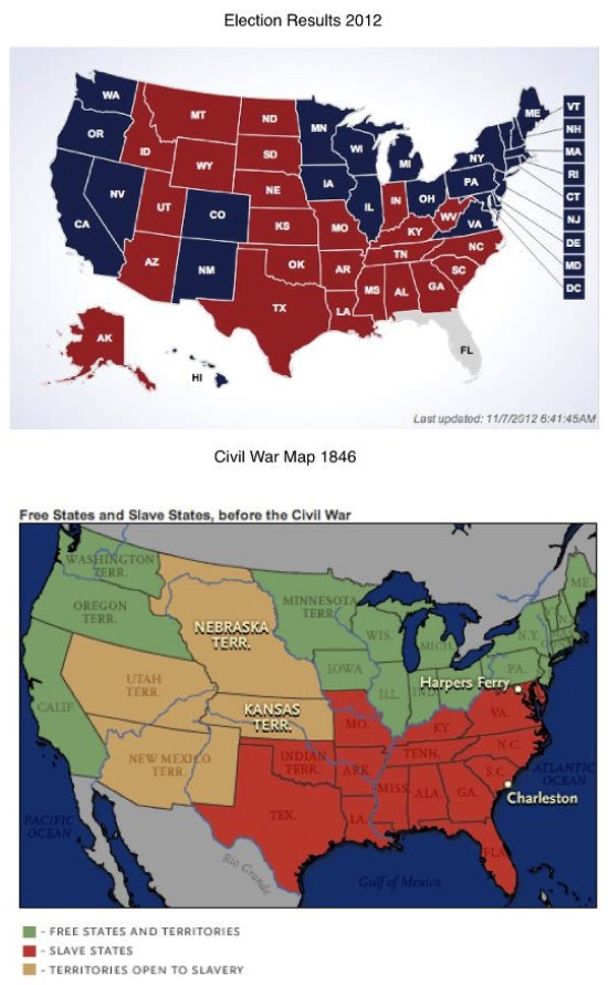 A Comparison Of Slave States And The 2012 Election Map