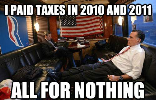 Mournful Mitt Romney Meme Paid Taxes For Nothing