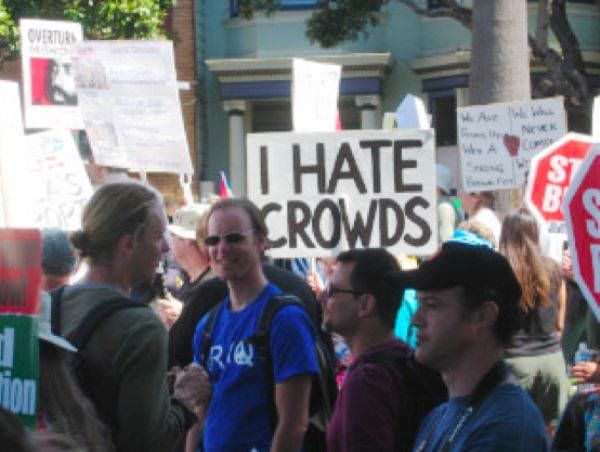 I Hate Crowds Protest Sign