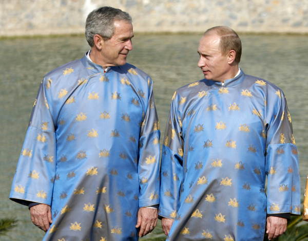 Putin Bush Blue Gowns