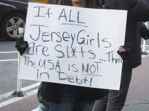 Funny Jersey Girls Protest Sign