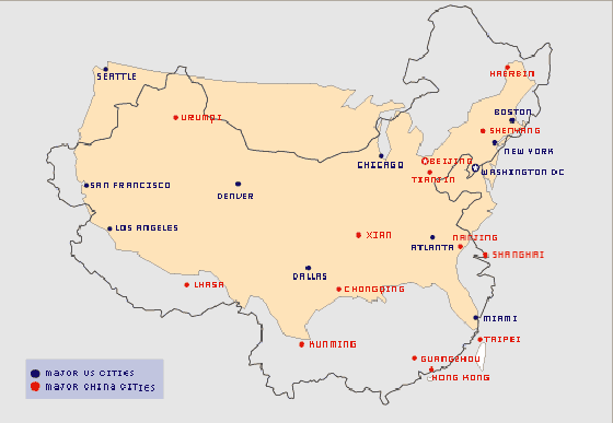 China Versus USA Map